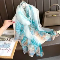 Superior Scarf Women's Summer Thin Sunscreen Scarf Large Shawl Long Scarf All-match Elegant Printing sku image 17