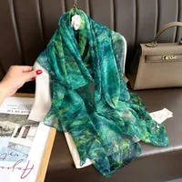 Superior Scarf Women's Summer Thin Sunscreen Scarf Large Shawl Long Scarf All-match Elegant Printing sku image 19