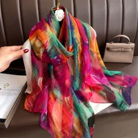 Superior Scarf Women's Summer Thin Sunscreen Scarf Large Shawl Long Scarf All-match Elegant Printing sku image 20