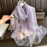 Superior Scarf Women's Summer Thin Sunscreen Scarf Large Shawl Long Scarf All-match Elegant Printing sku image 21