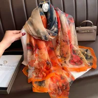 Superior Scarf Women's Summer Thin Sunscreen Scarf Large Shawl Long Scarf All-match Elegant Printing sku image 22