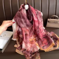 Superior Scarf Women's Summer Thin Sunscreen Scarf Large Shawl Long Scarf All-match Elegant Printing sku image 23