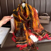 Superior Scarf Women's Summer Thin Sunscreen Scarf Large Shawl Long Scarf All-match Elegant Printing sku image 25