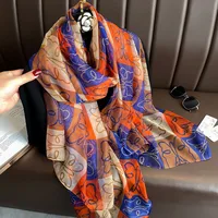Superior Scarf Women's Summer Thin Sunscreen Scarf Large Shawl Long Scarf All-match Elegant Printing sku image 31
