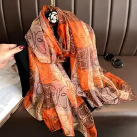 Superior Scarf Women's Summer Thin Sunscreen Scarf Large Shawl Long Scarf All-match Elegant Printing sku image 32