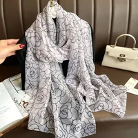 Superior Scarf Women's Summer Thin Sunscreen Scarf Large Shawl Long Scarf All-match Elegant Printing sku image 37