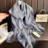 Superior Scarf Women's Summer Thin Sunscreen Scarf Large Shawl Long Scarf All-match Elegant Printing sku image 42