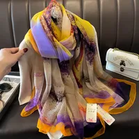 Superior Scarf Women's Summer Thin Sunscreen Scarf Large Shawl Long Scarf All-match Elegant Printing sku image 47