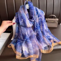 Superior Scarf Women's Summer Thin Sunscreen Scarf Large Shawl Long Scarf All-match Elegant Printing sku image 50