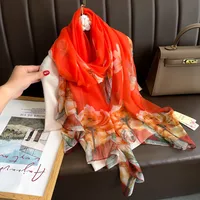 Superior Scarf Women's Summer Thin Sunscreen Scarf Large Shawl Long Scarf All-match Elegant Printing sku image 55