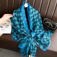 Superior Scarf Women's Summer Thin Sunscreen Scarf Large Shawl Long Scarf All-match Elegant Printing sku image 57