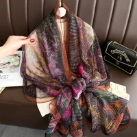 Superior Scarf Women's Summer Thin Sunscreen Scarf Large Shawl Long Scarf All-match Elegant Printing sku image 59