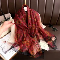 Superior Scarf Women's Summer Thin Sunscreen Scarf Large Shawl Long Scarf All-match Elegant Printing sku image 62