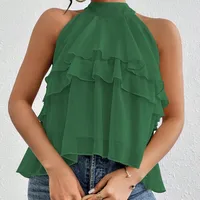 Fashion Casual Summer New French Shoulder Neck Ear Small Shirt Short Top main image 2