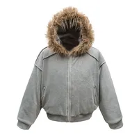 Jiayiku Tide Brand  New Winter Fur Collar Fleece-lined Cotton-padded Jacket Coat American Retro Lamb Wool Warm Cotton-padded Jacket main image 1