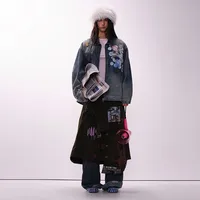 Jiayiku Tide Brand  Spring New American Retro Badge Design Gradient Wash Water Denim Jacket Coat main image 2