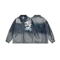 Jiayiku Tide Brand  Spring New American Retro Badge Design Gradient Wash Water Denim Jacket Coat main image 5