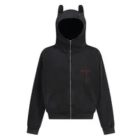 Jiayiku Men's  New American Street Hoodie Spring And Autumn Deviruchi Ear Washed Cardigan Zipper Sweater main image 1