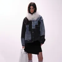 Jiayiku Tide Brand  Spring New American Retro Damaged Stitching Wash Denim Jacket Antique Feeling Coat main image 2