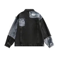 Jiayiku Tide Brand  Spring New American Retro Damaged Stitching Wash Denim Jacket Antique Feeling Coat main image 4
