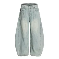 Jiayiku Fashion Brand  American Vintage Vibe Personalized Stitching Washed Jeans Men's And Women's Wide Leg Machete Trousers main image 1