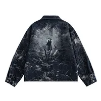 Jiayiku Tide Brand  Spring New American Retro Dark Jacquard Texture Denim Jacket Personality Coat main image 2