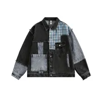 Jiayiku Tide Brand  Spring New American Retro Damaged Stitching Wash Denim Jacket Antique Feeling Coat sku image 4