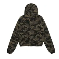 Jiayiku Fashion Brand  New American Style Retro Fur Collar Camouflage Rhinestone Hoodie Short Jacket Cardigan Zipper Sweater main image 2