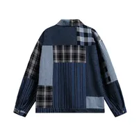 Jiayiku Tide Brand  Autumn And Winter New American Retro Contrast Color Patch Design Denim Jacket Antique Feeling Coat main image 4
