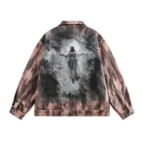 Jiayiku Men's  Spring New American Retro Diablo Graffiti Figure Suede Tooling Jacket Coat main image 1