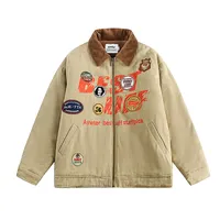 Jiayi Library Men's  New Winter Warm Cotton Coat American Vintage Washed Printed Couple's Cotton Coat Jacket main image 1