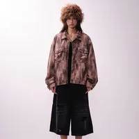 Jiayiku Men's  Spring New American Retro Diablo Graffiti Figure Suede Tooling Jacket Coat main image 4