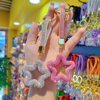 Pottery Clay Diamond Five-Pointed Star Car Chain Ring Lanyard Key Chain Pendant Couple Bag Hanging Small Gifts Wholesale main image 1