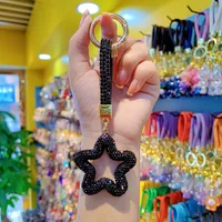 Pottery Clay Diamond Five-Pointed Star Car Chain Ring Lanyard Key Chain Pendant Couple Bag Hanging Small Gifts Wholesale main image 2