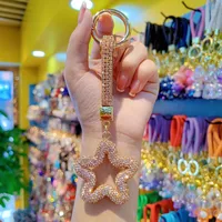 Pottery Clay Diamond Five-Pointed Star Car Chain Ring Lanyard Key Chain Pendant Couple Bag Hanging Small Gifts Wholesale main image 3