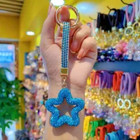 Pottery Clay Diamond Five-Pointed Star Car Chain Ring Lanyard Key Chain Pendant Couple Bag Hanging Small Gifts Wholesale main image 4