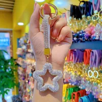 Pottery Clay Diamond Five-Pointed Star Car Chain Ring Lanyard Key Chain Pendant Couple Bag Hanging Small Gifts Wholesale sku image 6