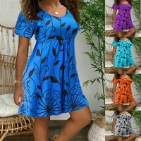 Wish  Hot Dress Summer  New   Skirt Summer Short-sleeved Printed Dress main image 1
