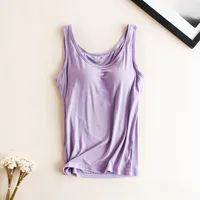 Modal Women's Rimless Cup BRA With Chest Pad Condole Belt Vest Cup One-piece Base Shirt Factory Wholesale main image 2