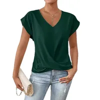Explosions Solid Color V-neck T-shirt Elegant Short Sleeve Jacket Spring And Summer Women's Clothing main image 5