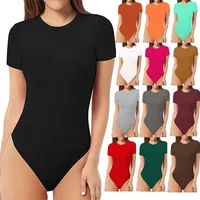 Spring And Summer  New Solid Color Jumpsuit Women's  Style Sexy Round Neck Short Sleeve Tight Jumpsuit main image 1