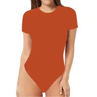 Spring And Summer  New Solid Color Jumpsuit Women's  Style Sexy Round Neck Short Sleeve Tight Jumpsuit main image 2