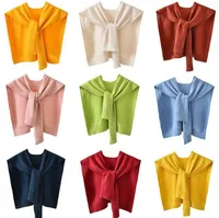 Knitted Shawl Women's Spring And Autumn Waistcoat Solid Color Shoulder Thin Cardigan Summer Knotted False Collar Scarf main image 1