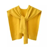 Knitted Shawl Women's Spring And Autumn Waistcoat Solid Color Shoulder Thin Cardigan Summer Knotted False Collar Scarf main image 2