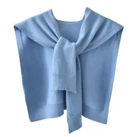 Knitted Shawl Women's Spring And Autumn Waistcoat Solid Color Shoulder Thin Cardigan Summer Knotted False Collar Scarf main image 4