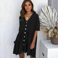 Women's Spring And Summer New V-neck Pocket Short Dress main image 2