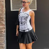 A706TP Europe And The United States   Spring New Sleeveless Vest Female Bone Printing Street Hot Girl Fashion All-match main image 2