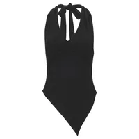 W222TP  Street  Summer New Solid Color Sleeveless Neck Lace-up Slim-fit Irregular Vest Top main image 5