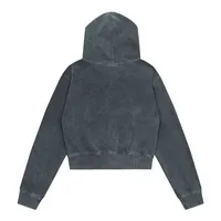 Jiayiku Women's Clothing  Autumn American Style Retro Personalized Street Fashion Washed Distressed Zipper Cardigan Hoodie Short main image 3