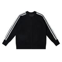 Jiayiku Fashion Brand  New American Style Retro Striped Hollow Knitwear Jacket Zipper Cardigan Sweater For Men And Women main image 3